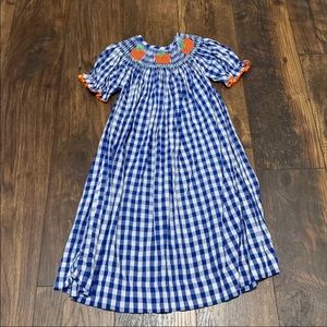 Blue Gingham Smocked pumpkin dress 3T